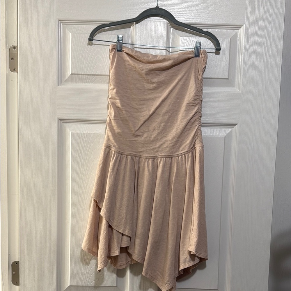 Elegant Strapless Beige Dress